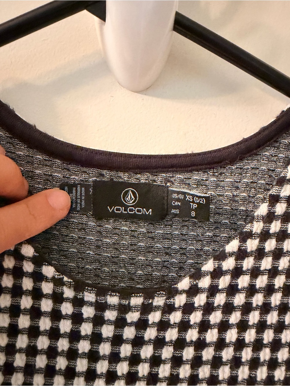 Volcom Black & White Checkered Knit Top